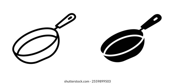 Frying pan Icon set in black color for ui designs