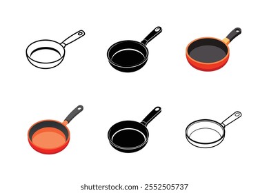  Frying Pan Icon Set - Cooking Utensil Vector Illustration for Cricut and Kitchen Designs