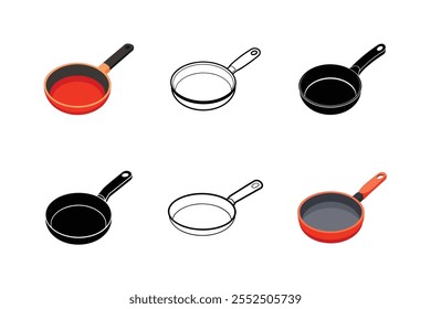  Frying Pan Icon Set - Cooking Utensil Vector Illustration for Cricut and Kitchen Designs