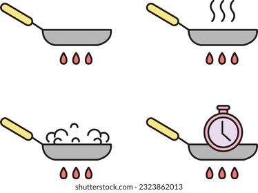 frying pan icon set of vector