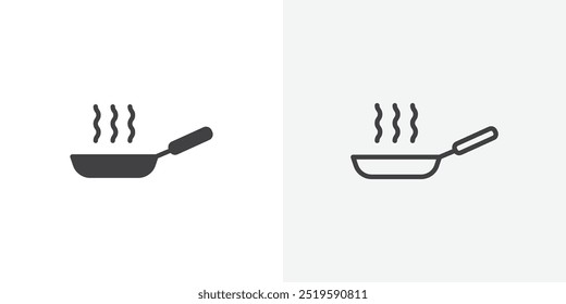 Frying pan icon. solid filled and stroke thin line style eps 10