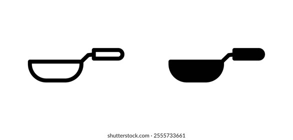 Frying pan icon symbol collection on white background.