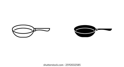 Frying pan icon symbol collection on white background.