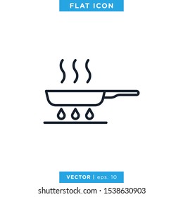 Frying Pan Icon Vector Design Template. Editable Stroke