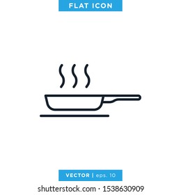 Frying Pan Icon Vector Design Template. Editable Stroke