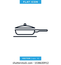 Frying Pan Icon Vector Design Template. Editable Stroke