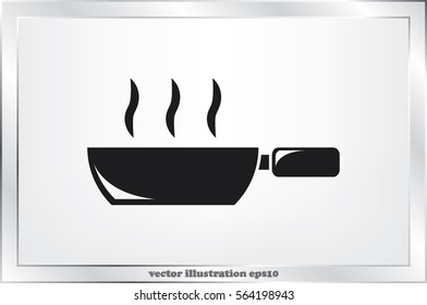 Frying pan icon vector illustration eps10. Isolated badge for website or app - stock infographics.