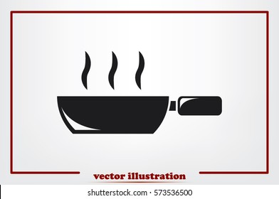 Frying pan icon vector illustration eps10. Isolated badge for website or app - stock infographics.