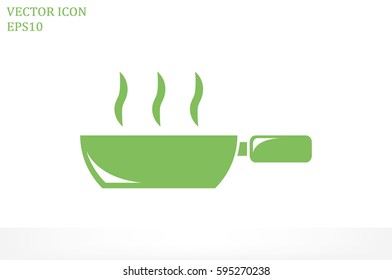 Frying pan icon vector illustration eps10. Isolated badge for website or app - stock infographics.