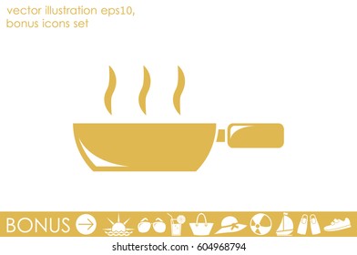 Frying pan icon vector illustration eps10. Isolated badge for website or app - stock infographics