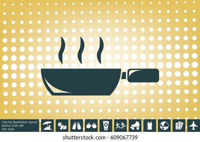 Frying pan icon vector illustration eps10. Isolated badge for website or app - stock infographics