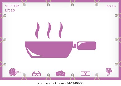 Frying pan icon vector illustration eps10. Isolated badge for website or app - stock infographics