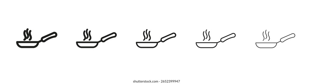 Frying pan icon vector outline set illustration sign