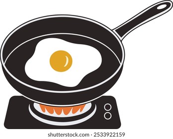  Frying pan icon vector style with white background