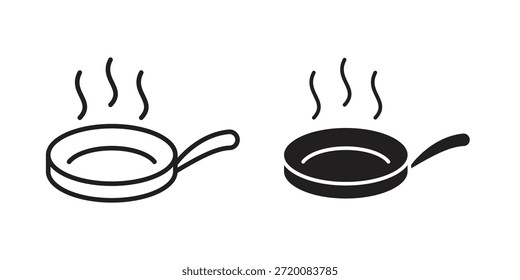 Bratpfanne Icons von schwarz gefärbt in verschiedenen Stilen