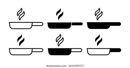 Frying Pan Icons Black and White Color Vector Design