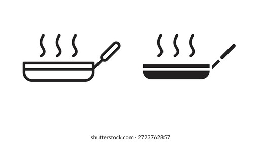 Frying pan icons in filled, thin line, outline and strokes