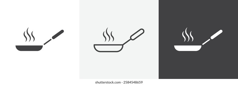 Frying pan icons graphics pack vectors.