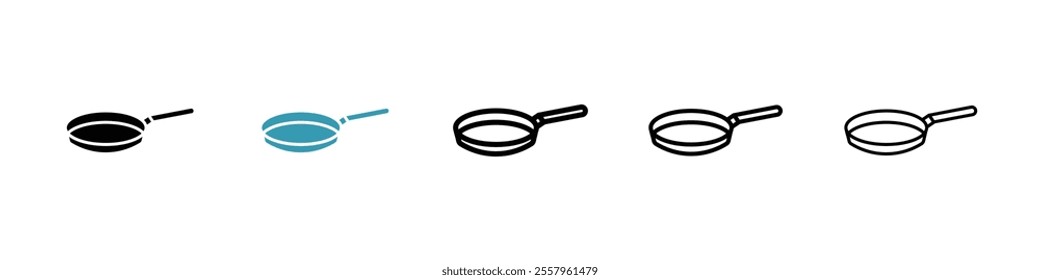 Frying pan icons pack in black and blue.