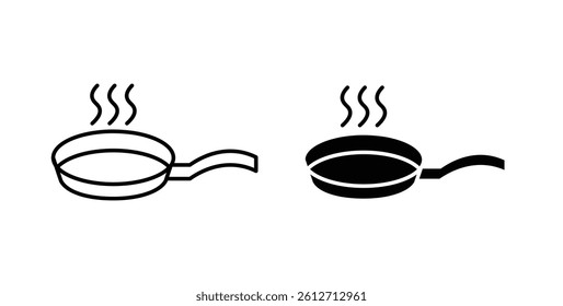 Frying pan icons. thin line vector icons
