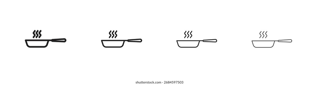 Pfannensymbole. dünne Liniensymbole in Strichen