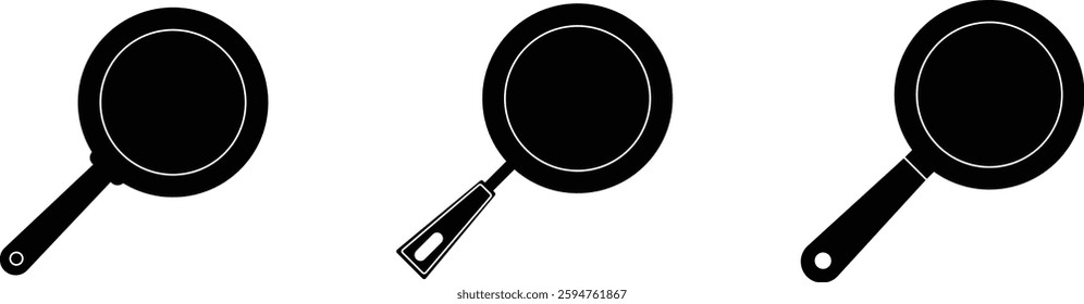 Frying pan icons. Vector illustration