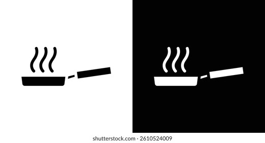 Frying pan icons vector set in solid flat style