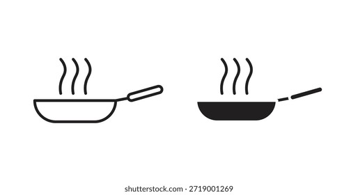 Frying pan icons, vector symbols. filled flat sign