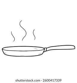 frying pan illustration hand drawn outline vector