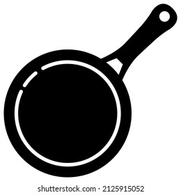 Frying pan isolated on white background. Frying pan. Silhouette symbol. Kitchen utensils for cooking, icon. Vector illustration