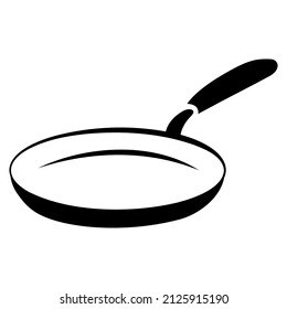 Frying pan isolated on white background. Frying pan. Silhouette symbol. Kitchen utensils for cooking, icon. Vector illustration