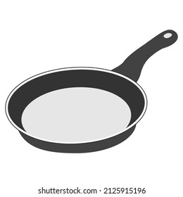 Frying pan isolated on white background. Frying pan. Silhouette symbol. Kitchen utensils for cooking, icon. Vector illustration