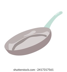 Frying pan isolated on white background. Kitchen utensils for cooking.