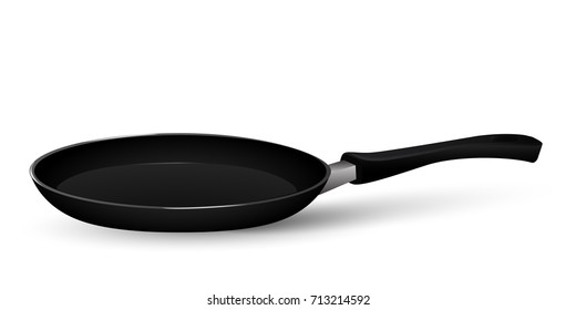 Frying pan isolated on white background. Realistic vector illustration