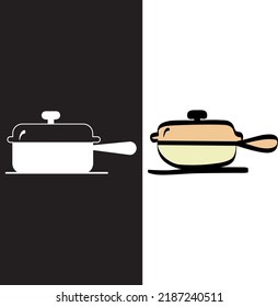 frying pan kitchen utensil illustration and icon