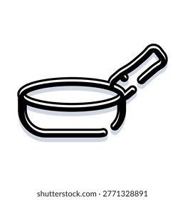 Frying pan kitchenware cooking equipment outline vector icon, symbolizing culinary arts, food preparation, and household necessities with a simple, clean design
