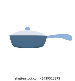 Frying pan with lid clip art vector graphics