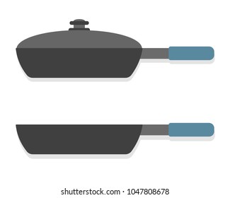 frying pan with a lid in front view