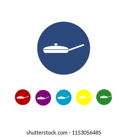 Frying pan with lid icons set vector illustration in flat style In colors red, blue, green and others
