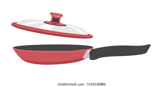 Frying Pan With Lid Vector Vector Illustration Isolated On White 