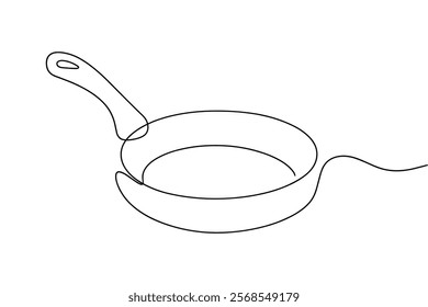frying pan line art.  continuous line pan