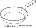 Frying Pan line art vector illustration black color thin line