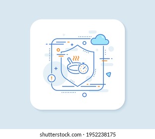 Frying pan line icon. Abstract vector button. Cooking timer sign. Food preparation symbol. Frying pan line icon. Protect shield concept. Vector