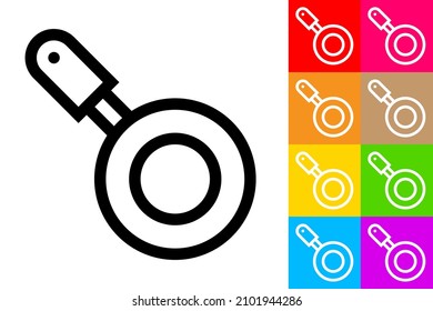Frying Pan. Line Icon With Different Color Background.