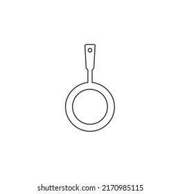 Icono de línea de sartén frita en estilo plano. Vector 