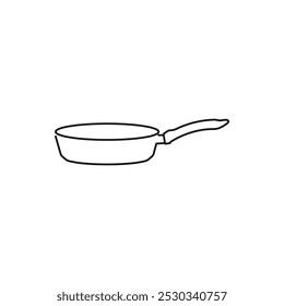 Frying pan line icon. Kitchen utensils pan outline. Kitchen utensils for frying food vector. Pan vector. Roasting vector icon.