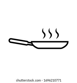 Icono de línea de sartén, logotipo aislado en fondo blanco