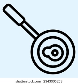 Frying pan line icon. Plate with handle, cooking pan and cooked roast egg. Home-style kitchen vector design concept, outline style pictogram on white use for and app. Eps 10.