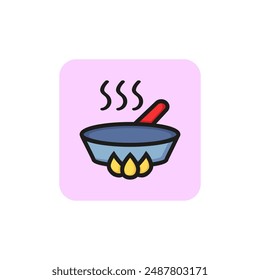 Frying pan line icon. Roasting, dishware, gourmet. Kitchen concept. Vector illustration can be used for topics like culinary, dinner, food