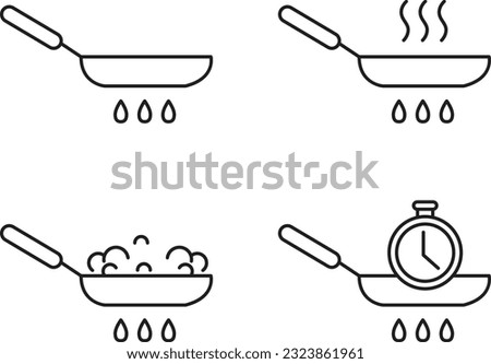 frying pan line icon set of vector